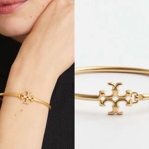Tory Burch Gold Logo Slim Cuff Bracelet